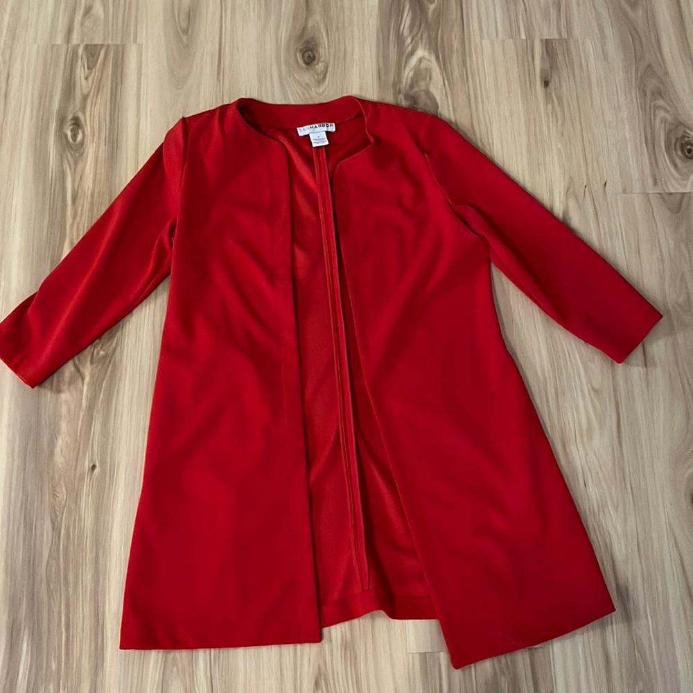 COPY - True Red Long Blazer 3/4 sleeves with pockets, size small, brand sag har…